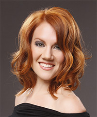 Medium Wavy   Light Copper Red   Hairstyle