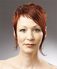      Orange  Pixie  Cut with Side Swept Bangs - Visual Story