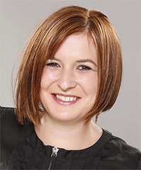 Medium Straight    Hairstyle with Side Swept Bangs