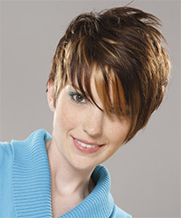    Layered   Honey Brunette Pixie  Cut with Asymmetrical Bangs - Visual Story