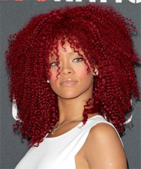 Rihanna Medium Curly    Red   Hairstyle  - Visual Story