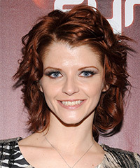 Joslyn James Medium Wavy   Dark Auburn Red   Hairstyle