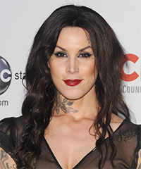 Kat Von D Long Wavy Dark Brunette Hairstyle