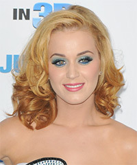 Katy Perry Medium Wavy    Bright Blonde   Hairstyle   with Yellow Highlights- Visual Story