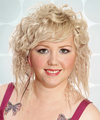 Medium Wavy   Light Champagne Blonde   Hairstyle
