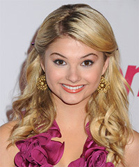 Stefanie Scott Long Curly Golden Blonde Half Up Hairstyle