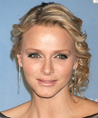 Princess Charlene of Monaco  Long Curly   Dark Champagne Blonde  Updo    with Light Blonde Highlights- Visual Story