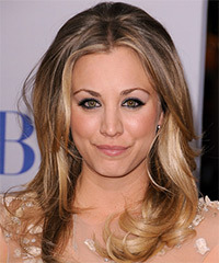 Kaley Cuoco Long Straight   Dark Blonde   Hairstyle   with Light Blonde Highlights- Visual Story