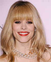 Rachel McAdams Long Straight    Golden Blonde   Hairstyle with Blunt Cut Bangs - Visual Story