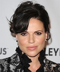 Lana Parrilla  Long Curly   Black   Updo Hairstyle with Side Swept Bangs