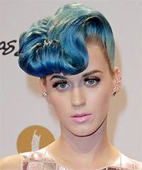 Katy Perry  Medium Curly   Blue  Emo Updo   - Visual Story