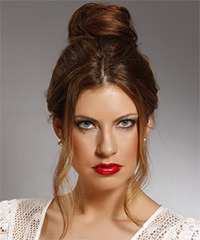 Long Straight   Dark Brunette  Updo Hairstyle   with  Brunette Highlights- Visual Story