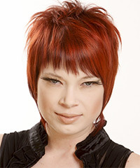 Short Wispy Modern Hairstyle With Bright Red Color- Visual Story