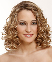 Medium Curly   Dark Golden Blonde   Hairstyle   with Light Blonde Highlights
