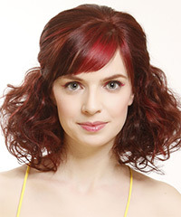 Half Up Half Down Red Shoulder-length Waves