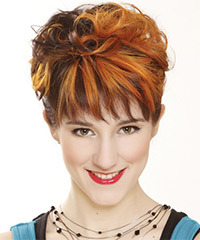 Short Ginger Brown And Orange Two-Tone Hairstyle