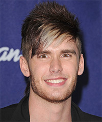 Colton Dixon  Short Straight   Dark Brunette Emo  Hairstyle with Side Swept Bangs  and Light Blonde Highlights- Visual Story