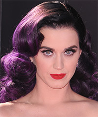 Katy Perry Long Wavy   Purple    Hairstyle  - Visual Story