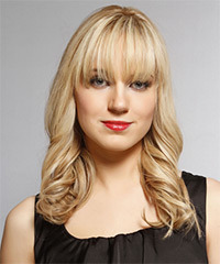 Long Blonde Hairstyle With Waves And Blunt Cut Bangs- Visual Story