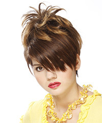  Short Straight    Chestnut Brunette Emo  Hairstyle with Side Swept Bangs - Visual Story