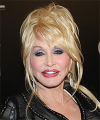 Dolly Parton  Long Straight   Light Platinum Blonde  Updo  with Side Swept Bangs - Visual Story