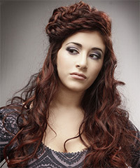 Long Braided Auburn Brunette Curls