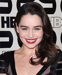 Emilia Clarke Long Straight Dark Mocha Brunette Hairstyle