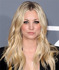 Kaley Cuoco Long Wavy   Light Golden Blonde   Hairstyle   with Light Blonde Highlights- Visual Story