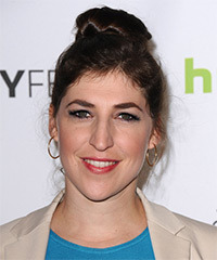 Mayim Bialik  Long Straight   Dark Brunette  Updo Hairstyle