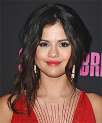 Selena Gomez  Long Curly   Dark Brunette  Updo Hairstyle