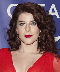 Olivia Cipolla Medium Curly   Dark Burgundy Red   Hairstyle