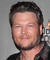 Blake Shelton Short Wavy   Dark Grey   Hairstyle