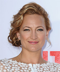 Zoe Bell  Long Curly   Light Copper Brunette  Updo Hairstyle   with Light Blonde Highlights