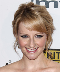 Melissa Rauch  Long Curly    Strawberry Blonde  Updo Hairstyle   with Light Blonde Highlights