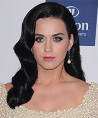 Katy Perry Long Wavy   Black Ash    Hairstyle  - Visual Story