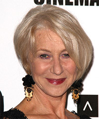 Helen Mirren Short Straight Light Champagne Blonde Hairstyle