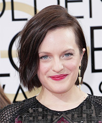 Elisabeth Moss Short Straight   Dark Chocolate Brunette Bob  Haircut