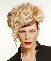 Long Blonde Emo Updo Hairstyle