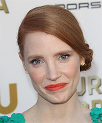 Jessica Chastain   Long Straight   Light Copper Red  Updo Hairstyle