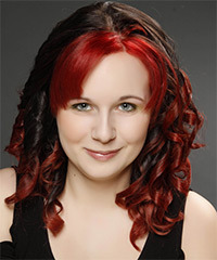 Long Two-Tone Dark Brunette And Red Curls