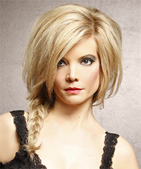   Long Straight    Golden Blonde Braided Half Up Hairstyle   with Light Blonde Highlights- Visual Story