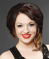 Asymmetrical Two-Tone Brown Updo with Blonde Highlights