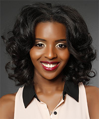 Black Shoulder-length Wavy Hairstyle