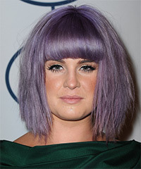 Kelly Osbourne Medium Straight   Purple    Hairstyle with Blunt Cut Bangs