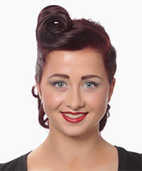 Medium-Length Dark Burgundy Red Updo With Curls