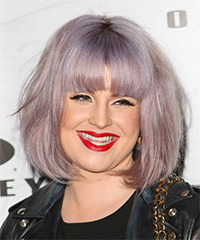 Kelly Osbourne Medium Straight   Purple  Bob  Haircut with Blunt Cut Bangs