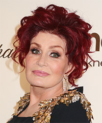 Sharon Osbourne  Medium Curly    Red  Updo Hairstyle