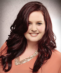 Long Side-Parted Dark Burgundy Red Hairstyle