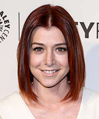 Alyson Hannigan Medium Straight Layered   Red Bob  Haircut