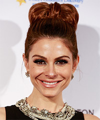 Maria Menounos  Long Straight    Mahogany Red  Updo Hairstyle